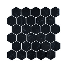 Selvklebende flis Hexagon svart marmor - 10 pk.